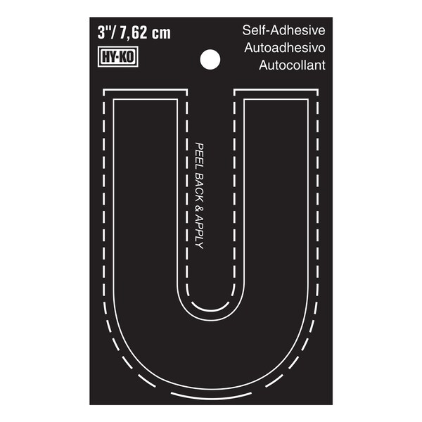 Hy-Ko 3In Black Vinyl Letter U, 10PK A30431 - main